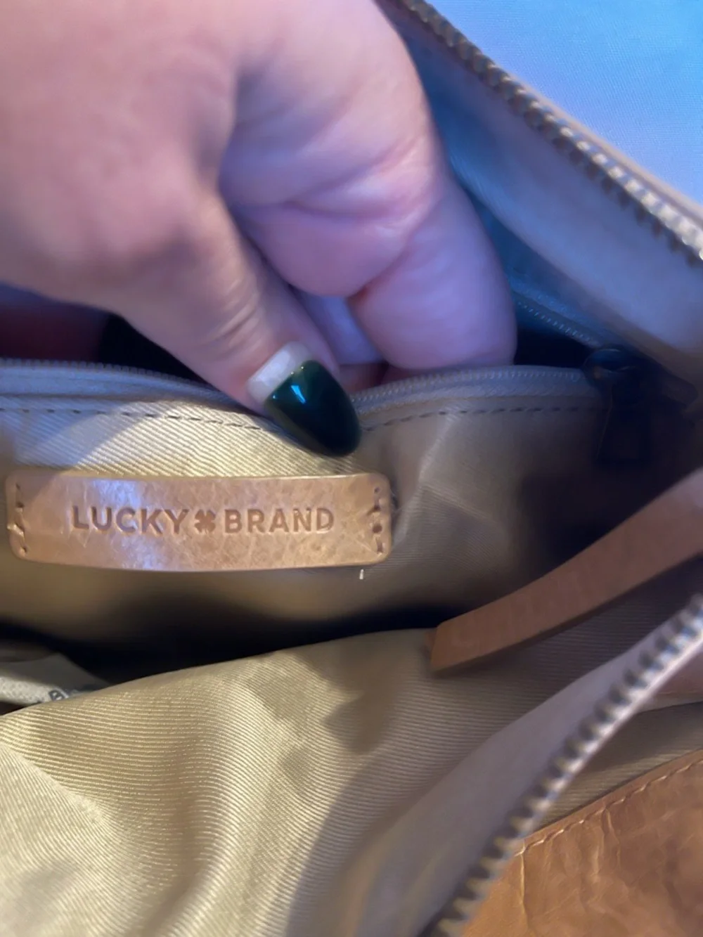 Lucky Brand Tan Leather Messenger Crossbody